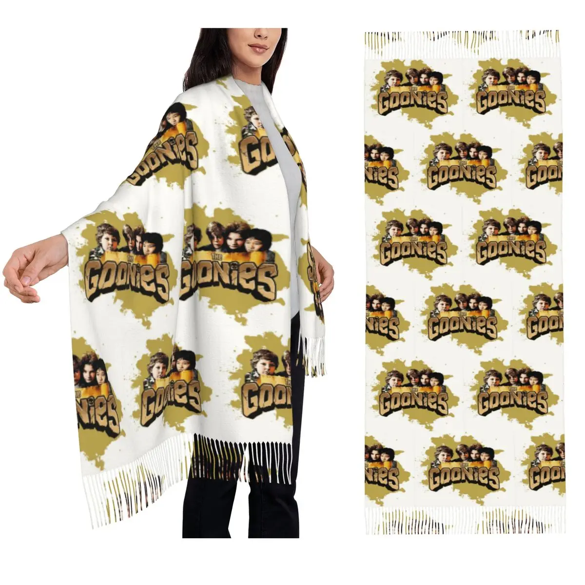 

Шарф Adventure Kids Goonies, шарфы с кисточками для женщин, мягкие теплые шали и накидки, длинная осенне-зимняя шаль