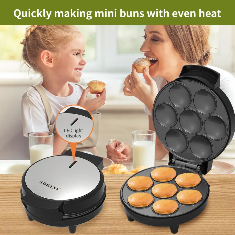 Houselin Mini Cake Pop Maker, 7 Cake Capacity, Black