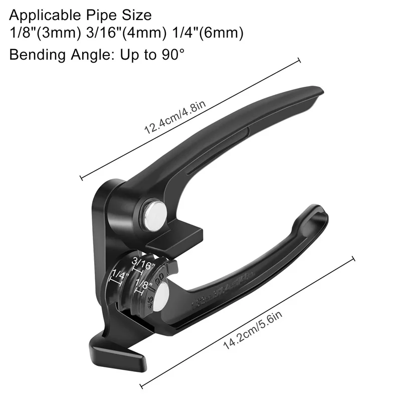 Piegatubi per tubi in rame, Piegatubi da 1/8 pollici, Utensile manuale per piegatubi per freni carburante 1/8 pollici 3/16 pollici 1/4 pollici, Piegatubi per tubi 3 in 1