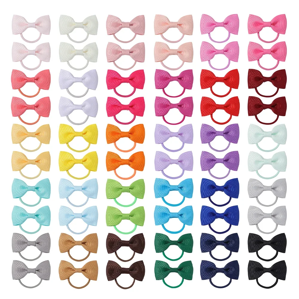 30/40/60 SZT. Słodkie Gumki do Włosów z Kokardkami dla Dziewczynek, Elastyczne Gumki z Wstążki Grosgrain 2'' do Samodzielnego Wyrobu Kokardek, Ozdoby do Włosów, Opaski dla Dzieci