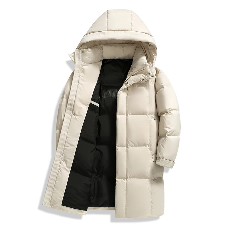 High Quality Winter Warm Men's Long-Length 90% Duck Down Jackets Outwear Casual Solid Color Windproof Thick Puffer Coat Clothing