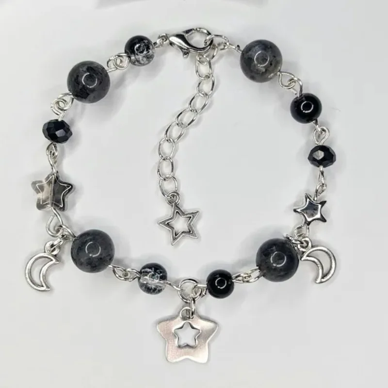 Y2K Dark Charm - Handmade accessories whimsy, soft Goth, aesthetics, star and Moon bracelets