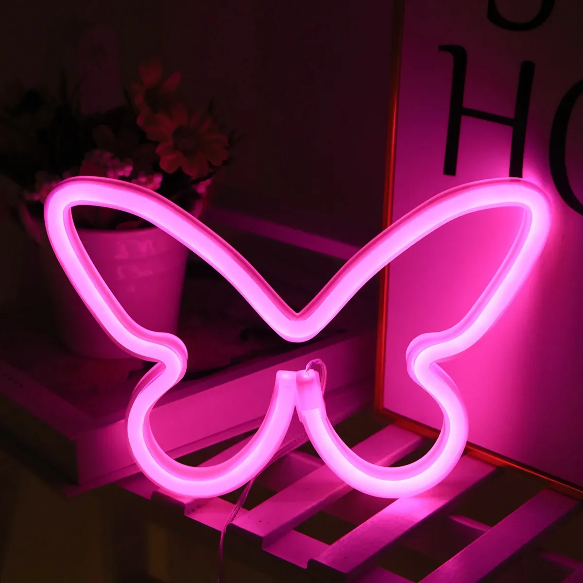 Luce notturna a LED a doppia alimentazione al neon a forma di cuore USB/a batteria romantica per l'arredamento della camera da letto di casa, regalo, illuminazione per feste portatile
