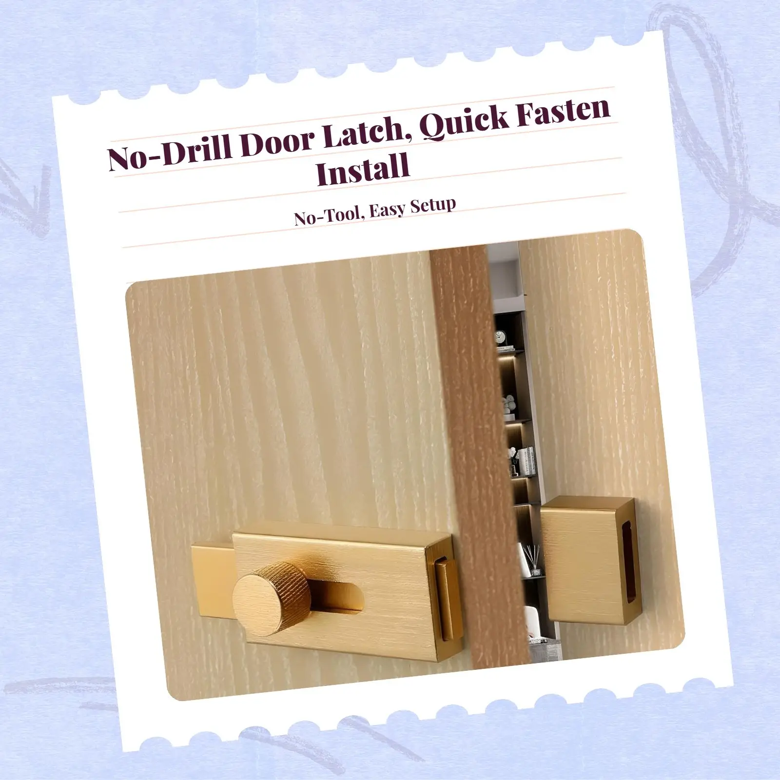 Draagbaar deurslot, schuifgrendel, veiligheidsslot zonder boor, geschikt voor slaapkamer en houten deuren, eenvoudig te installeren, zinklegering