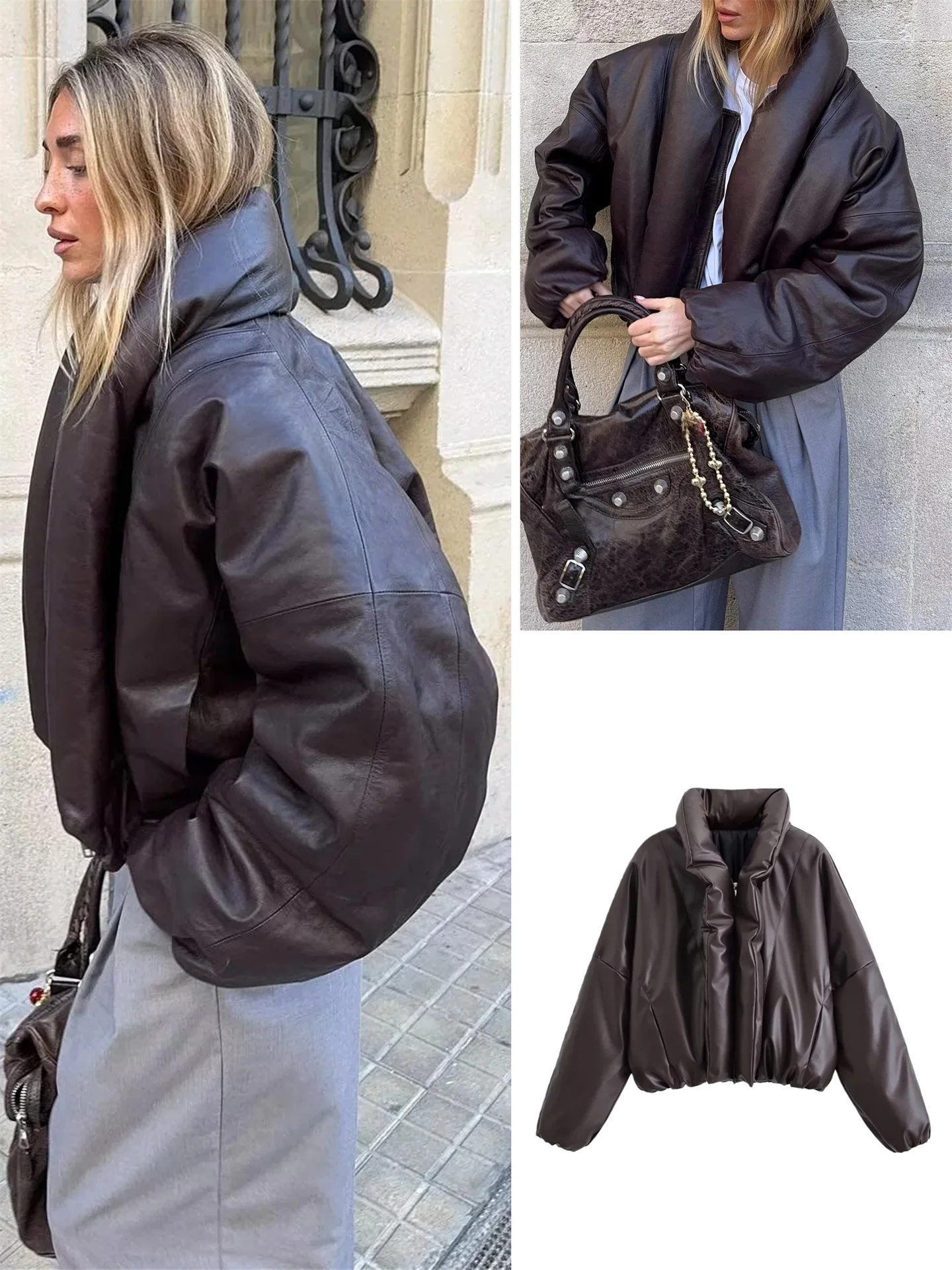 

Женское повседневное хлопковое пальто из искусственной кожи, зимнее новое пальто с большим воротником, теплый топ на молнии, длинное пальто све