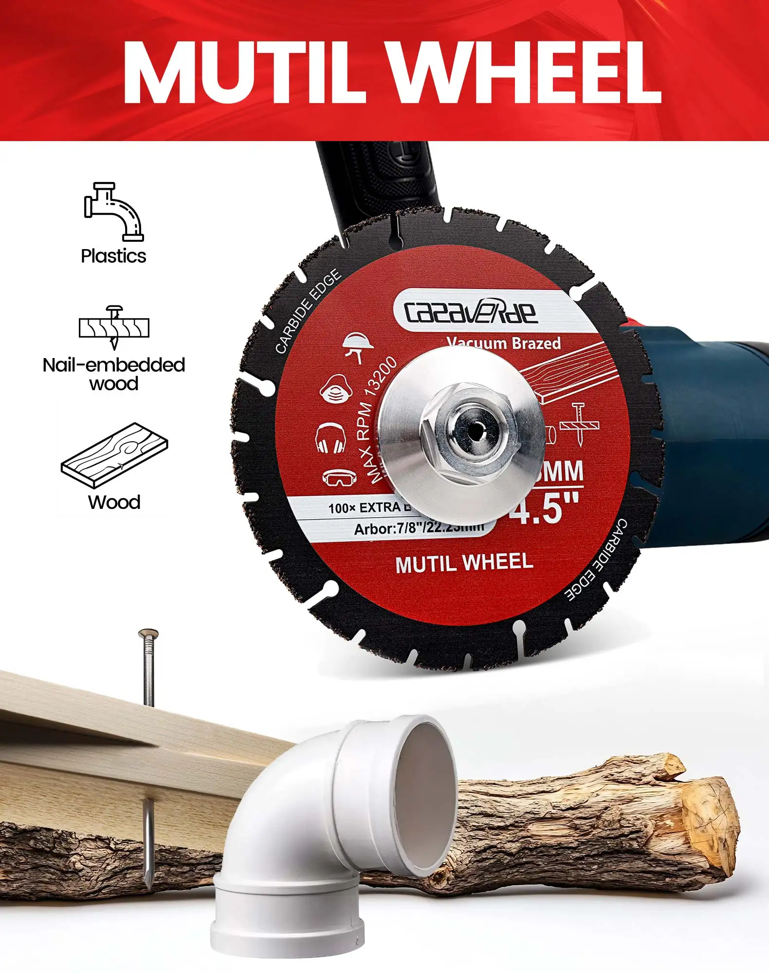 Casaverde 1Pc  115mm Woodworking Saw Blade Carbide Cutting Disc Wheel for Wood Boards,Gypsum Boards,Fiberglass Board,Plastics