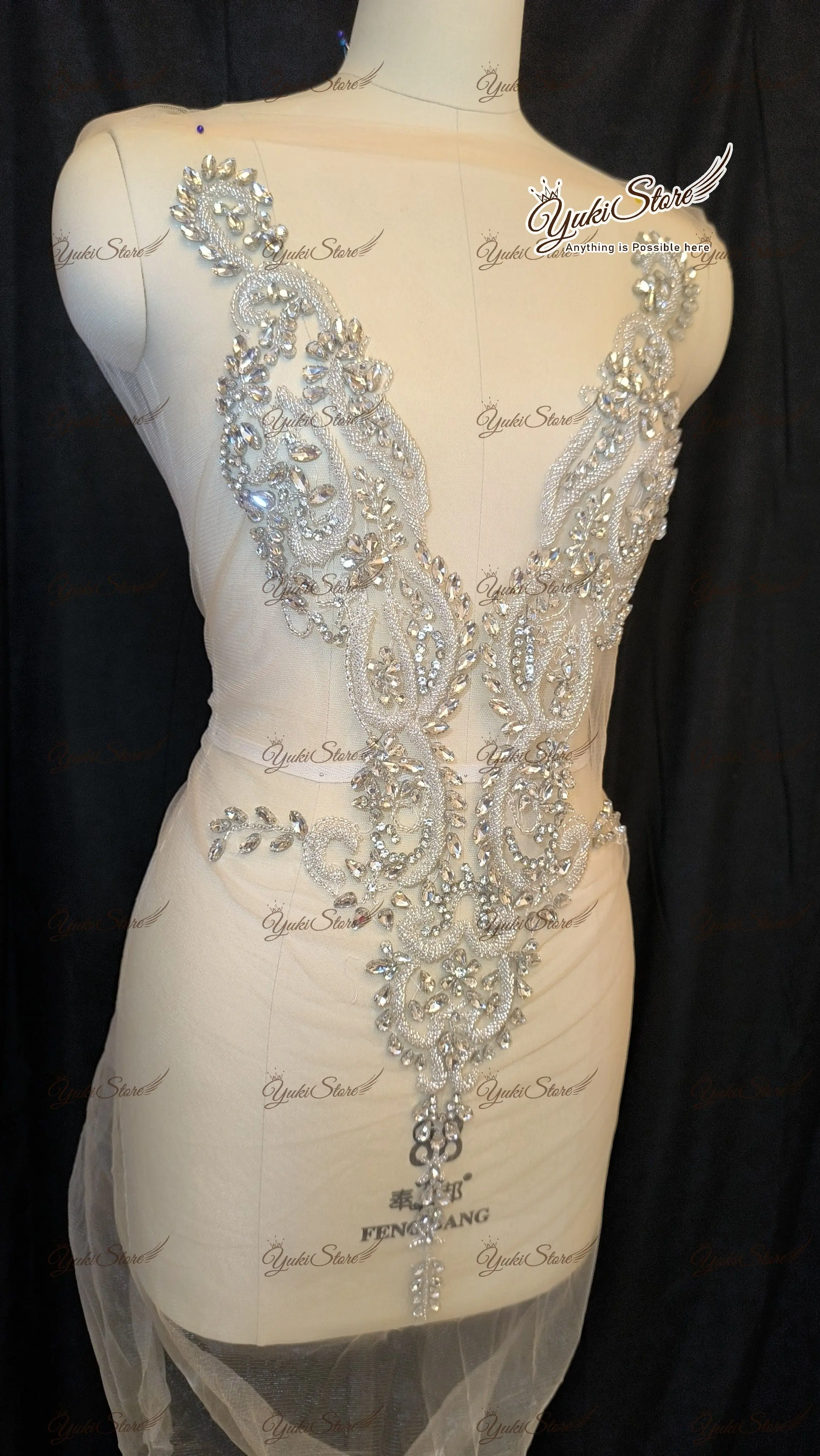 Silber handgemachte bling bling Party Abschluss ball Frauen Kleid verziert Kristall Panel Mieder und V-Form Strass Applikationen jy079