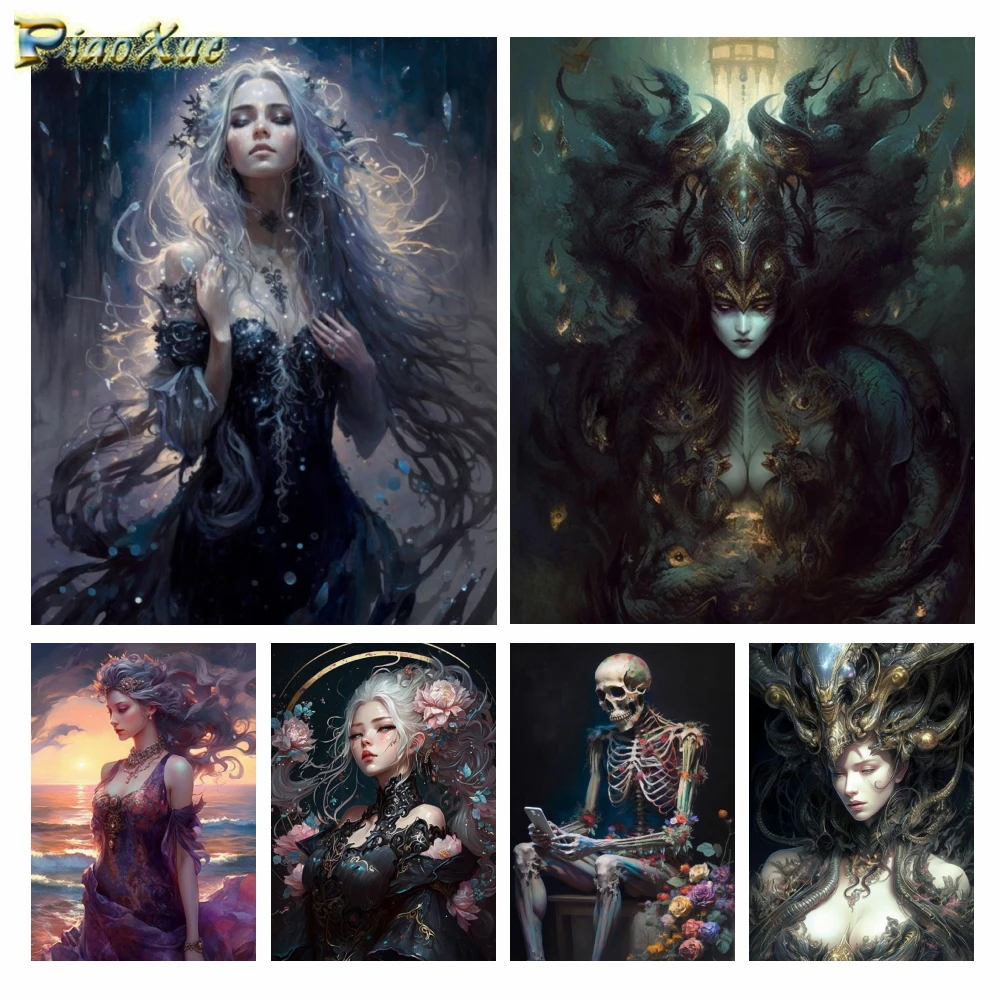 

Dark Art 5D Diamond Painting Fantasy Angel Gothic Possession and Divine Embroidery Set Portrait Cross Stitch Kit Home Wall Decor