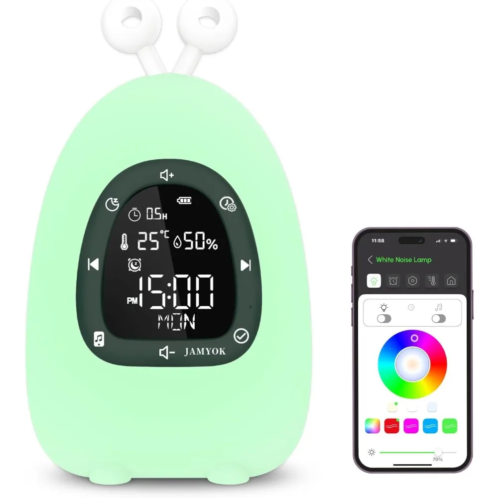 

Sunrise alarm clock with wake-up light, 20 soothing sound effects, Bluetooth speaker/app control, dimmable alarm clock