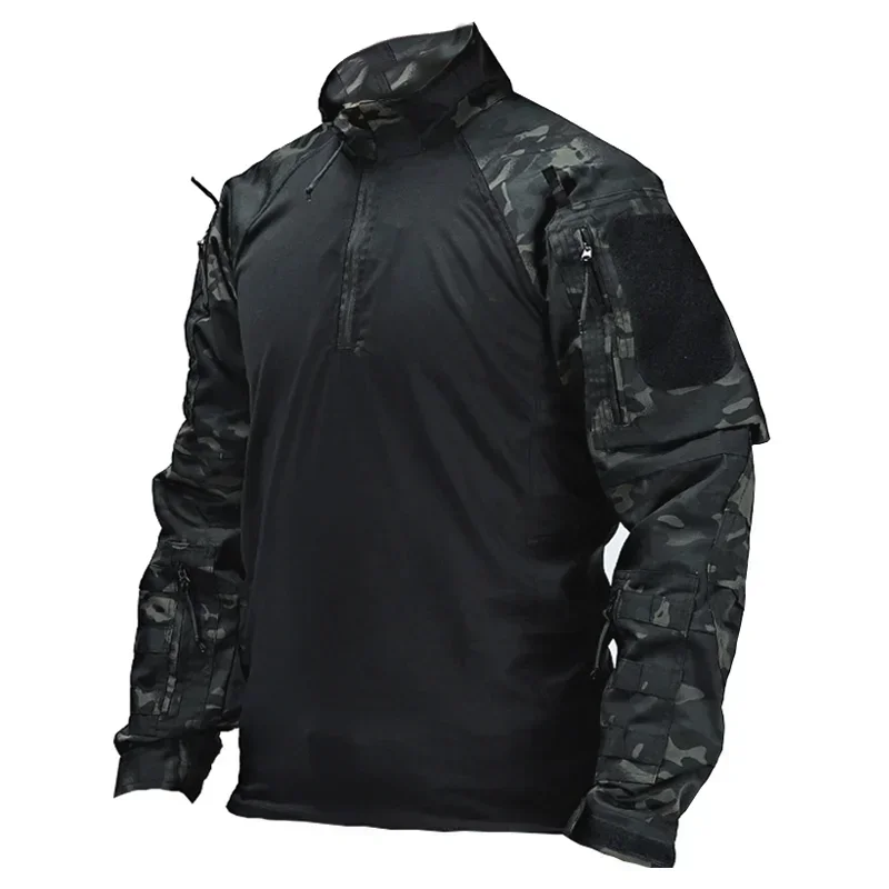 2024 Hot New Men Multicam Uniform Combat Shirt Tactical Shirt Long Sleeve Paintball Camping Hunting Clothing