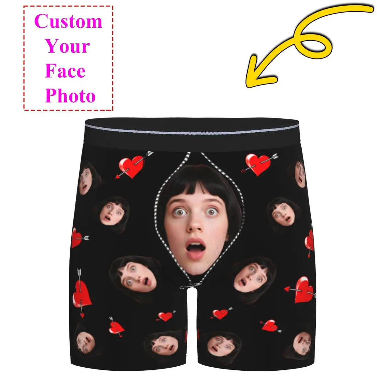 Custom Personalized Face Photo Underwear Men Boxer Briefs Shorts Panties Soft Underpants For Homme Husband Valentine's Day Gift