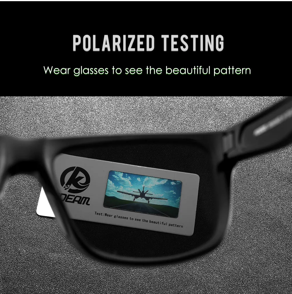 Kdeam polarisierte Sonnenbrille Männer Sport drei dimensionale Marke Logo tr90 quadratische Sonnenbrille ganz schwarz mit Reiß verschluss Fall kd0721 – Detail 3