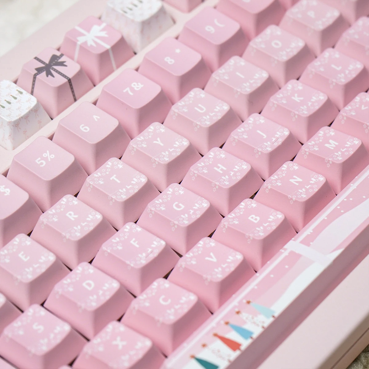 

Рождественский подарок Keycap 152Keyspbt Сублимационная вишня Pbt L-образный ключ Enter 2,25/2,75U/7U Space Bar Розовый полный набор колпачков для клавиш
