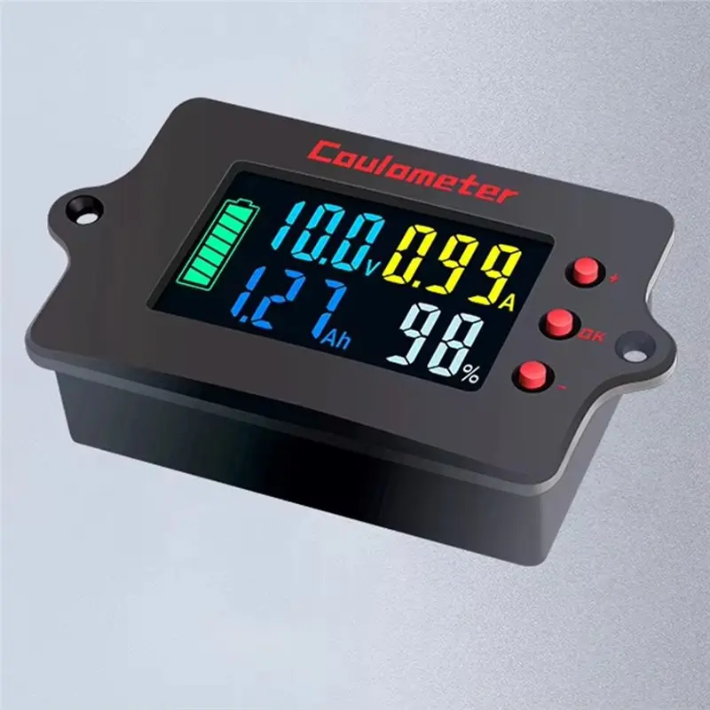 For 0-100V For 50A RV Coulomb Meter Color Display Battery Voltage And Current Monitor-A68E