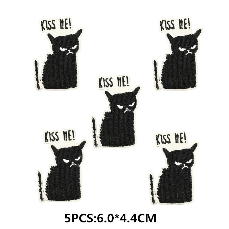 5 teile/los Cartoon Katze Applique Stickerei Patches Für Kleidung Aufkleber DIY Tier Patch Eisen Auf Patches Auf Kleidung – Detail 12