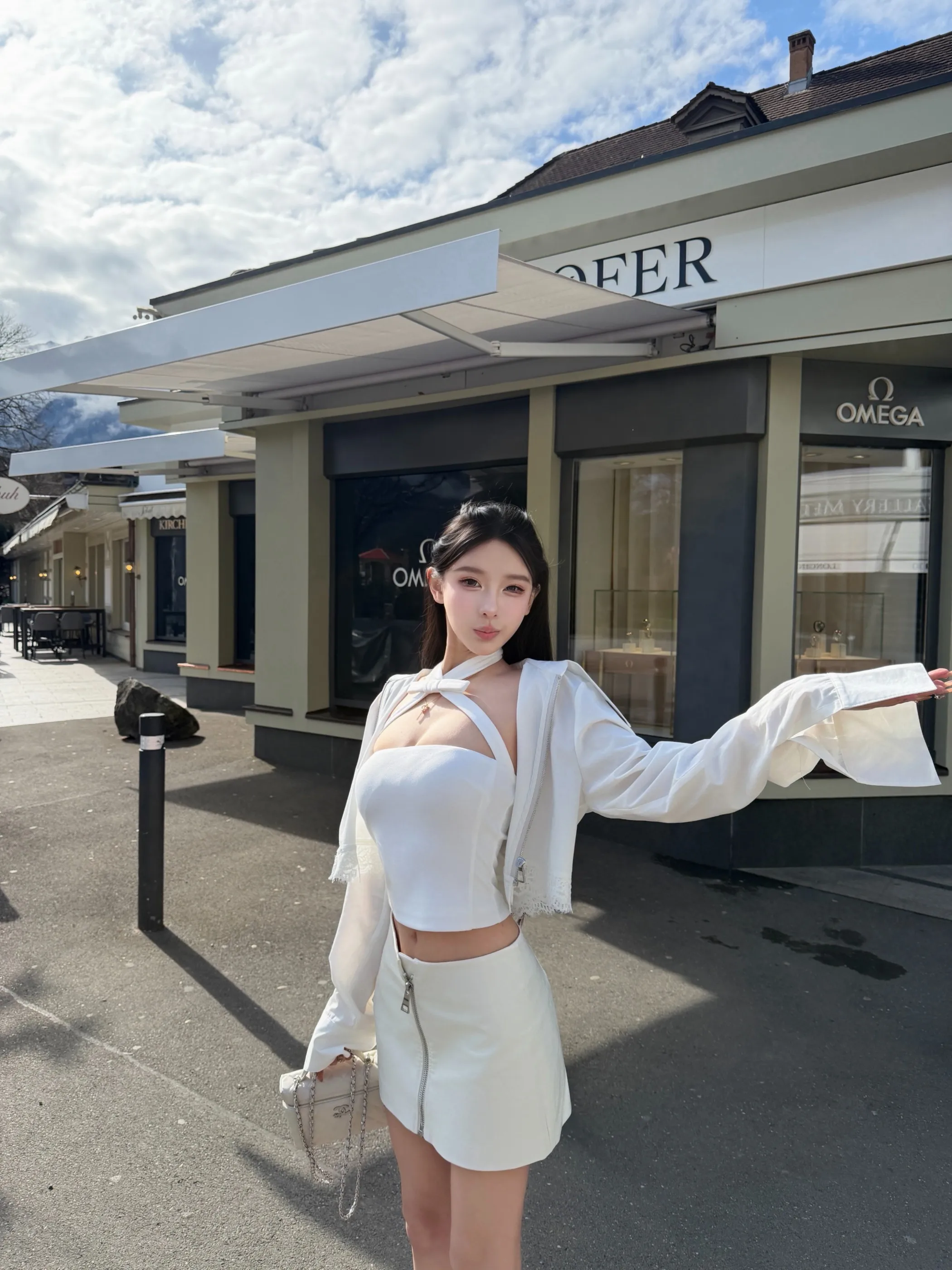 

Chen nduo ort Lace irt Knot Ne Hanging Vest Set Women's Faion Spring Summer Two-Piece Outfit High Waist