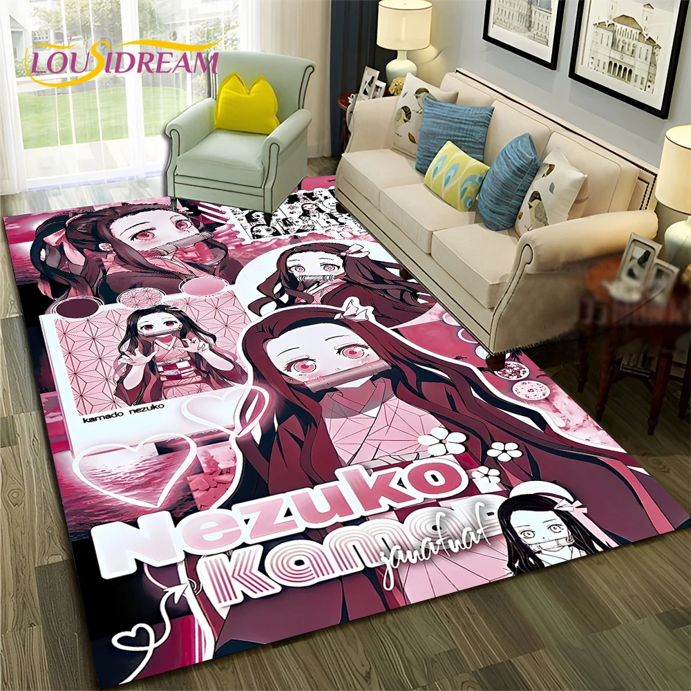 Kamado Nezuko Demon S-Slayer 3D Anime Carpet Rug for Home Living Room Bedroom Sofa Doormat Decor,Kid Area Rug Non-slip Floor Mat