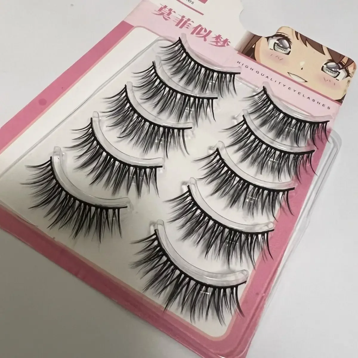 Airy Comics Wet Eyelash One Piece False Eyelash Thick and Curled When Glancing on the Mirror Whole Eyelash 5 Pairs