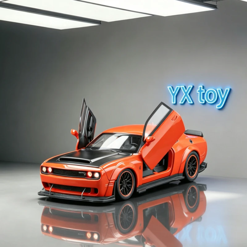 1:32 Hellcat Alloy Muscle Car Model Pull Back Light Effect Simulation Toy Vehicle Desktop For Boys Hobby Enthusiasts Car Fans