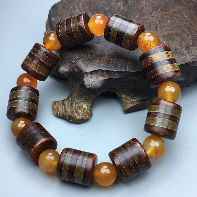 One yuan auction for natural Tibetan Heavenly Beads, rare bucket beads, bracelets, men's jade bracelets