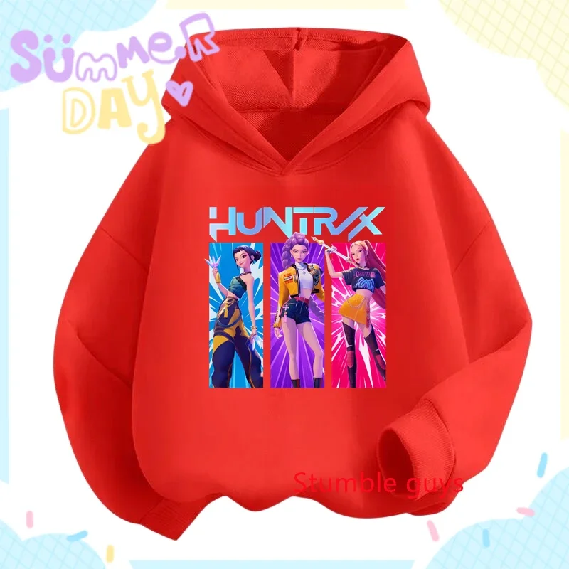 سترة بغطاء للرأس للفتيات من Kpop Demon Hunters Anime للخريف Rumi عصرية وأنيقة ومطبوعة بريق وغطاء للرأس #4