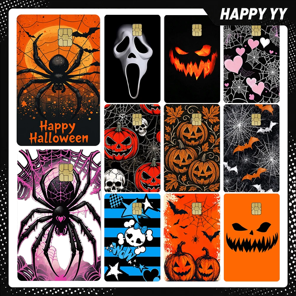 2026 NEW Retro Halloween Stickers Terrifying Pumpkin PVC Credit Card Skin Sticker for Debit Credit Card No Fade DIY Gifts
