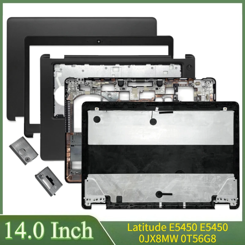 

14"Black For Latitude E5450 E5450 0JX8MW 0T56G8 Laptop LCD Back Cover Front Bezel Hinges Palmrest Bottom Case