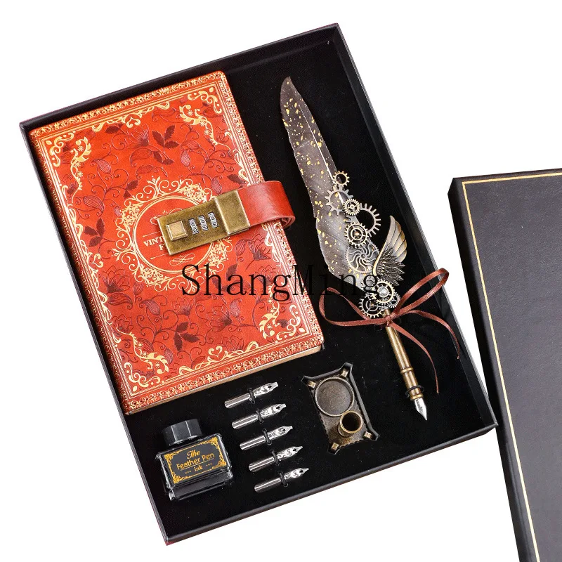

Ретро-ручка PYH с пером для письма, высококачественная, в стиле панк, в подарочной коробке, с ретро-блокнотом, подарок на день рождения