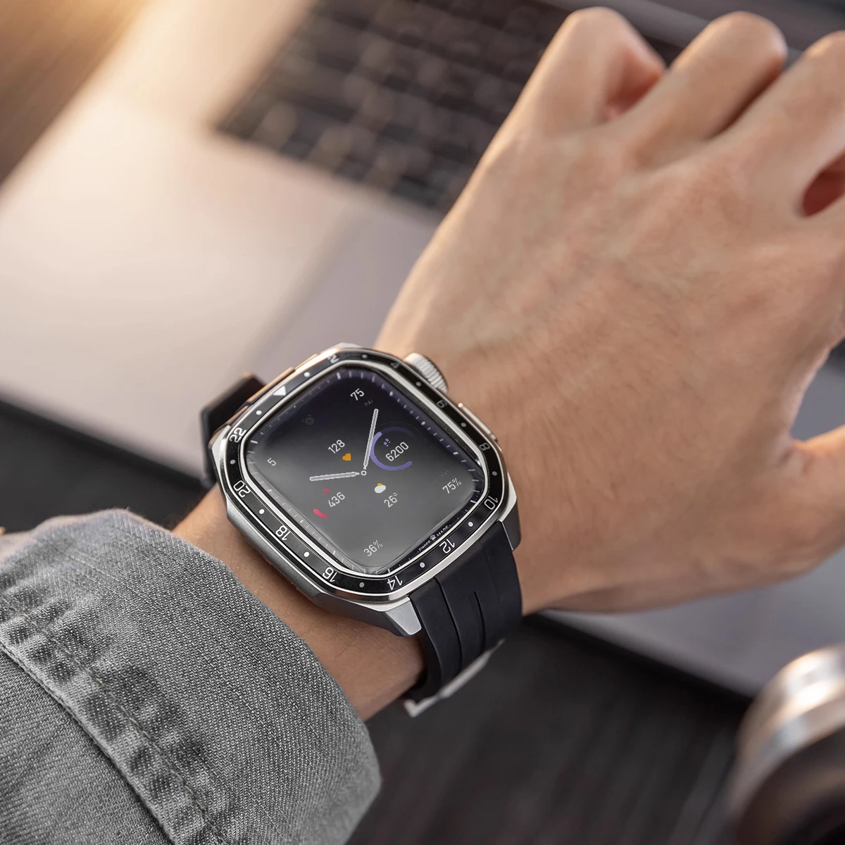 مجموعة تعديل فاخرة لساعة أبل S11/10 46 مللي متر حافظة معدنية حزام سيليكون لسلسلة Iwatch 11 10 46 مللي متر غطاء سوار ModKit