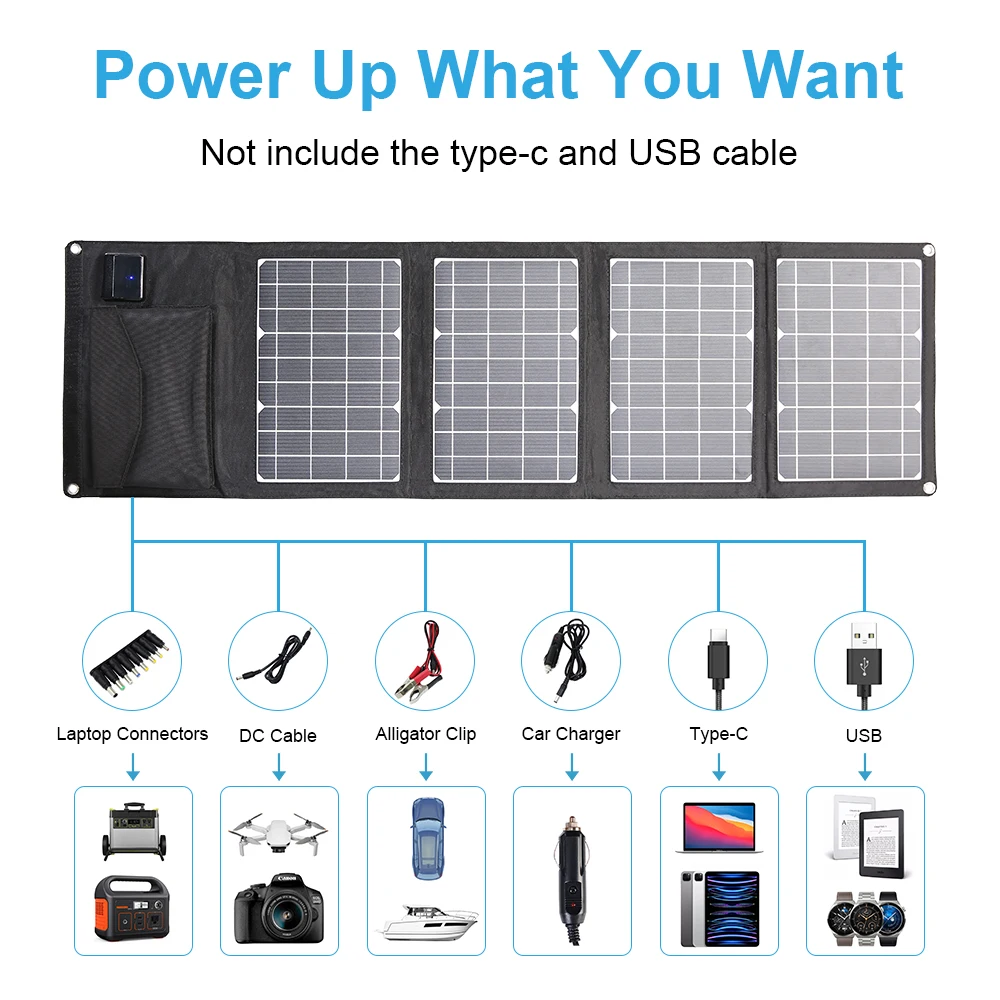 Upgraded 28W 18V Portable Solar Panel Charger Type-c USB DC Camping Foldable Panels For Moblie Phone Laptop Charge Power Station