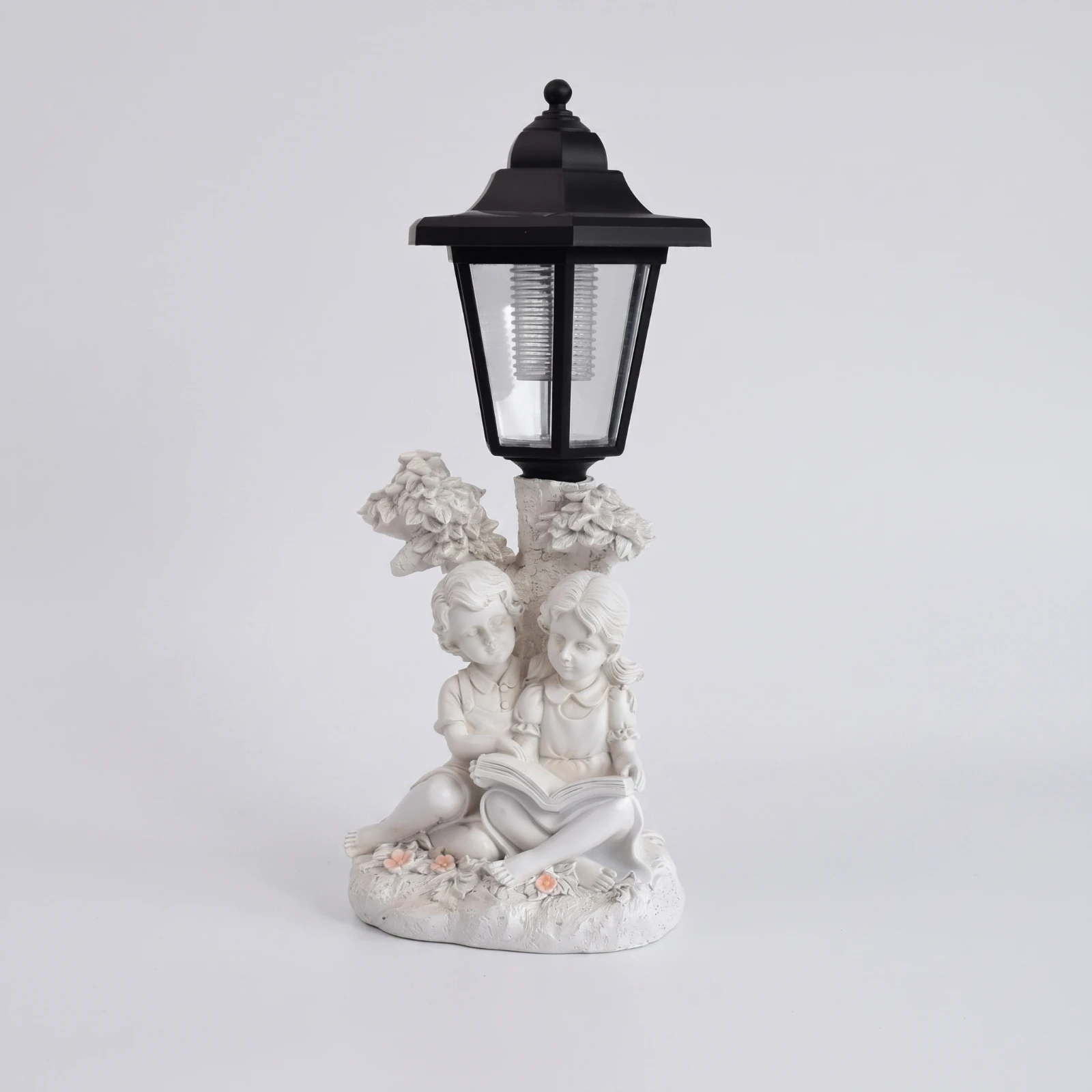 Solar Statue with Lantern Freestanding Solar Garden Light Garden Ornament with Light Whimsical for Gardeners, Patio, Yard