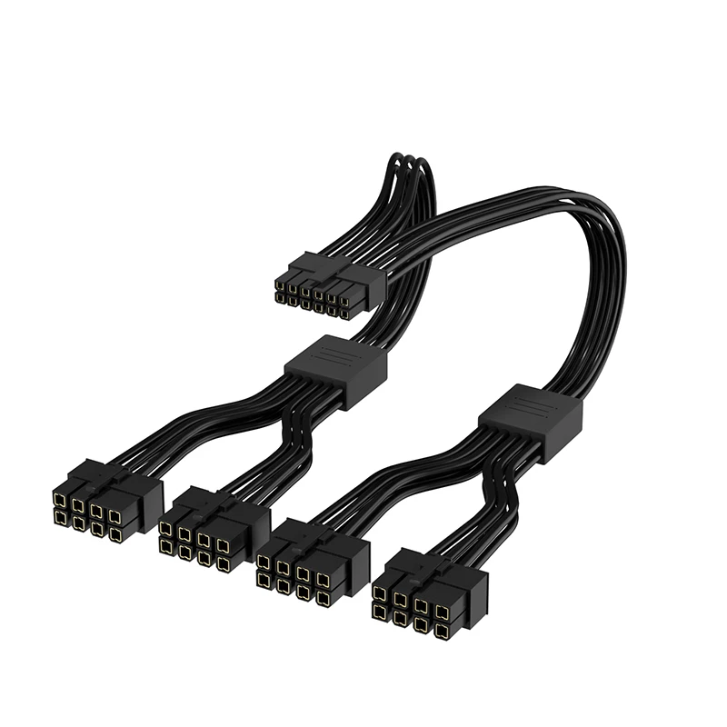 RTX 4090 4080 12VHPWR 16Pin(12+4) to 4x8Pin PCI-E 5.0 Sleeved Extension Cable,12Pin to 4x8Pin Compatible Series and RTX3090ti