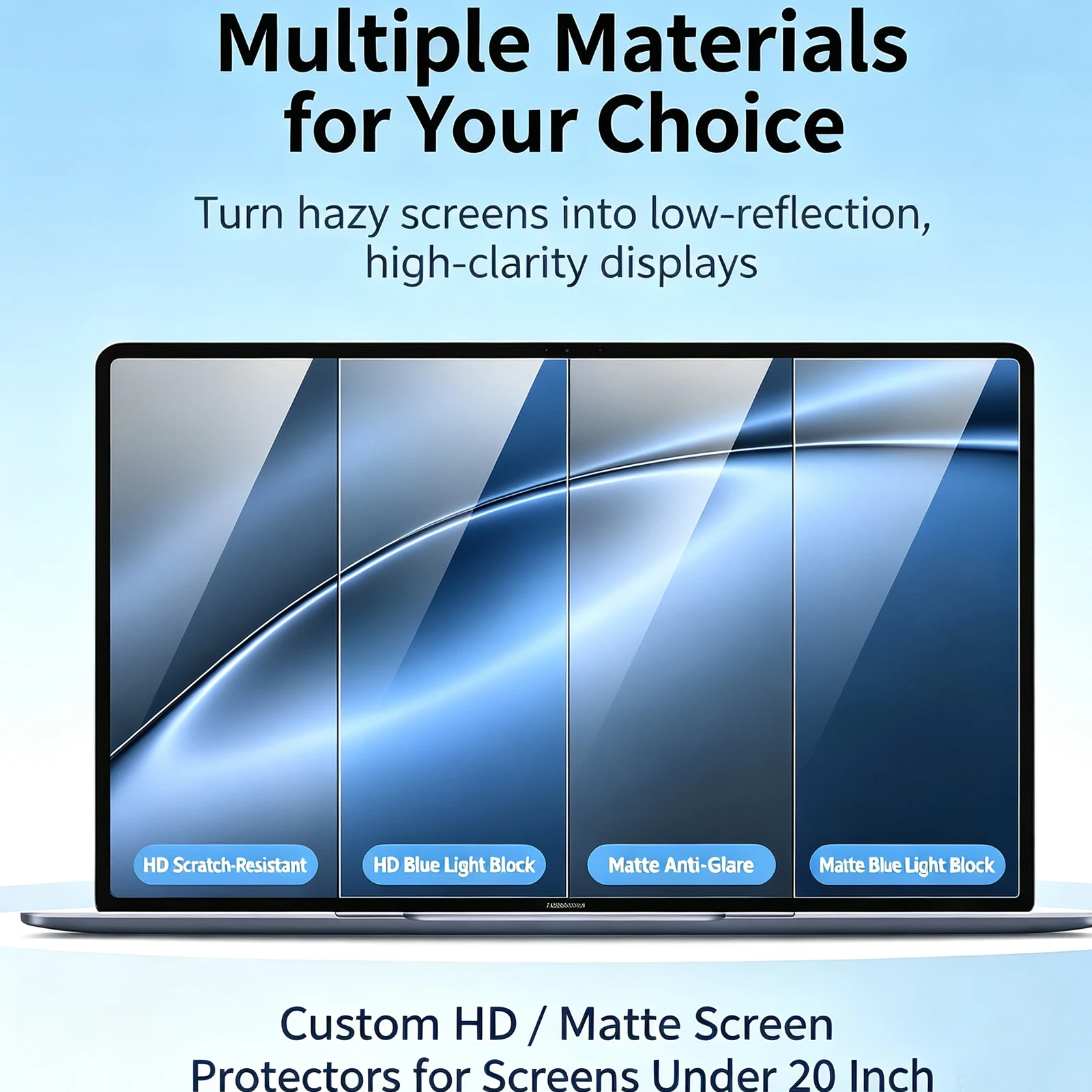 2PCS Custom Size Screen Protector for Universal Laptop Desktop Monitor Matte Anti Blue Light Anti Glare Anti Reflection Eye Prot