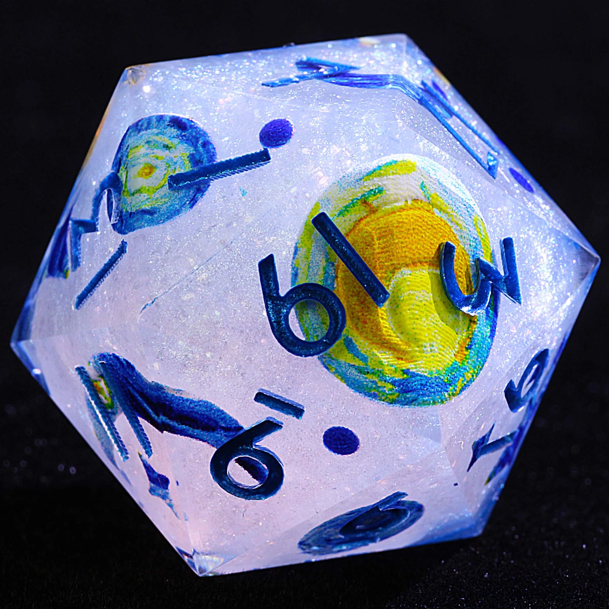 9 مجموعة من الراتنج متعدد السطوح من DnD Dice Starry Night Mirage
