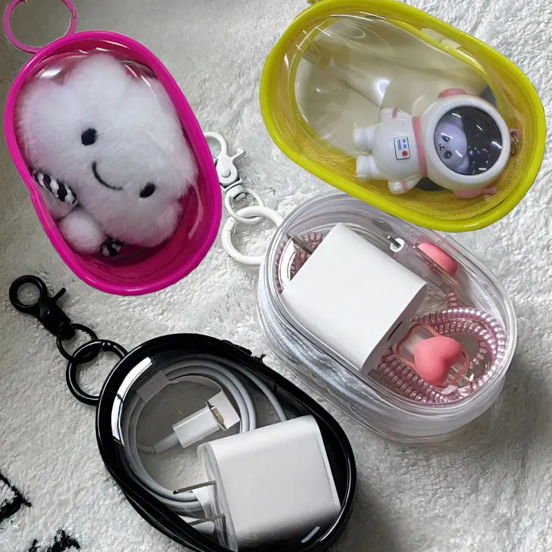 Mini transparent storage bag portable travel small item storage box used for organizing and storing headphones phone chargers