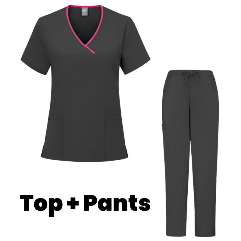 Scrub medico slim fit Uniforme da donna Set di scrub Accessori infermieristici Abiti per chirurgia ospedaliera Clinica odontoiatrica Salone di bellezza Abbigliamento da lavoro