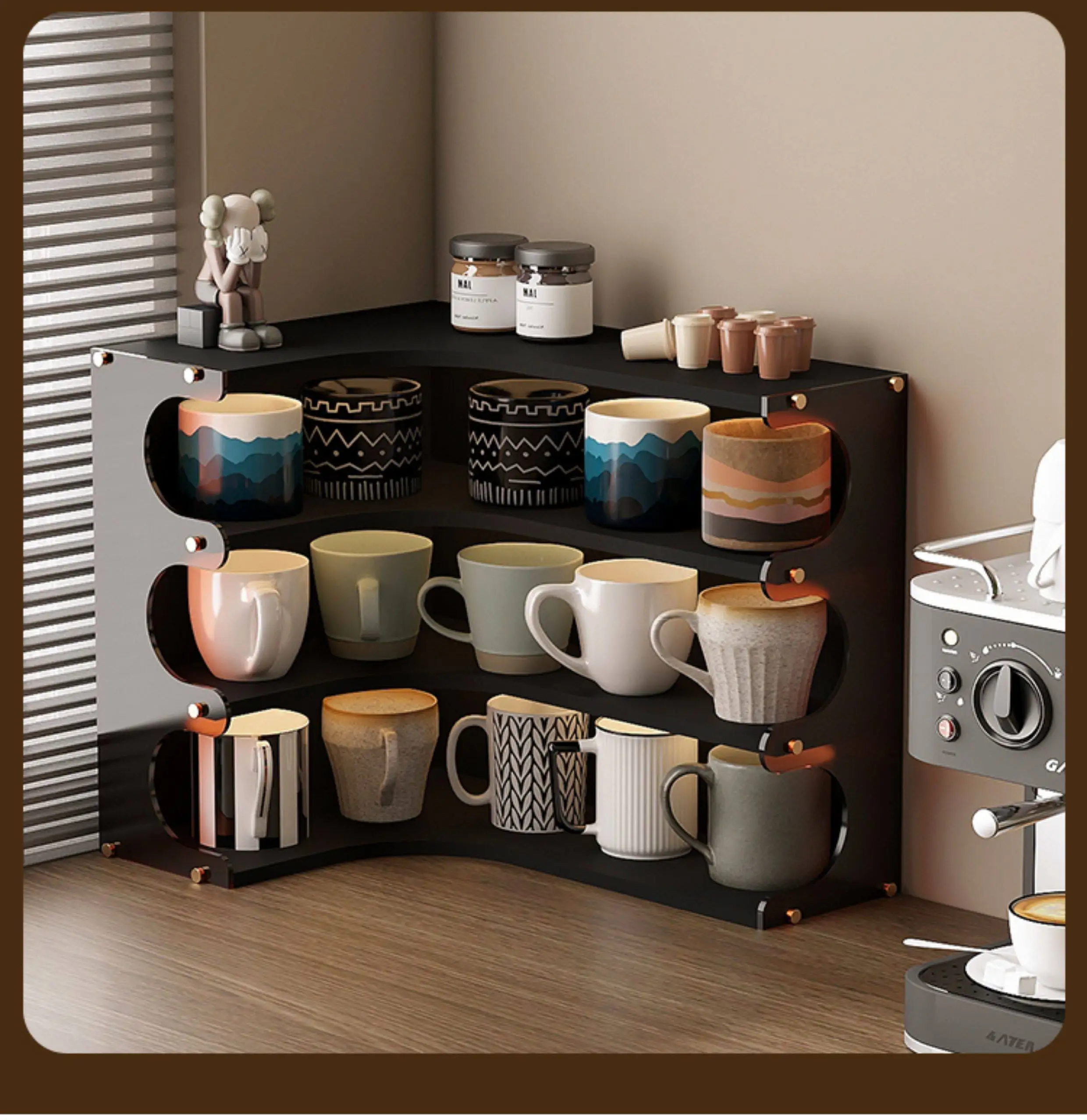 Corner rack, cup holder, medium and ancient style home desktop storage, cup holder cabinet, especially beautiful cup holder