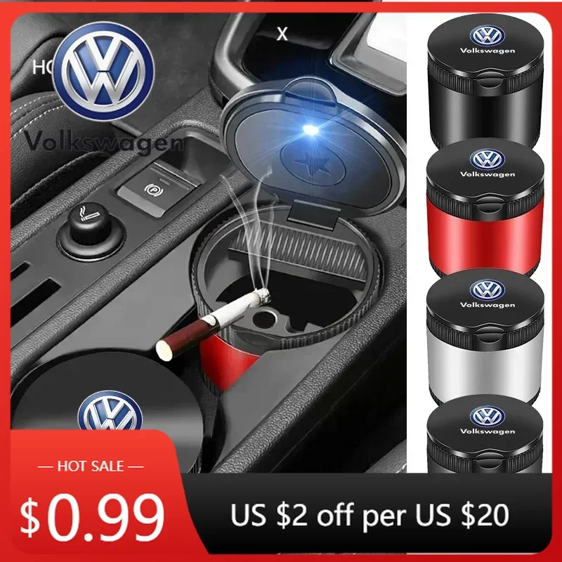 

For VOLKSWAGEN VW New Jetta VW For Volkswagen Car Cigarette Ashtray Cup LED Light Portable Detachable For VW GTI Polo Golf Passa