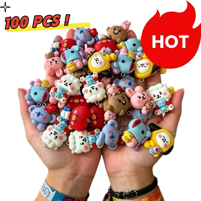 7pcs BT21 Resin Cartoon Charm DIY Accessories Craft Supplies For Jewelry Making Earring Necklace Bracelet Pendant Phone Decro