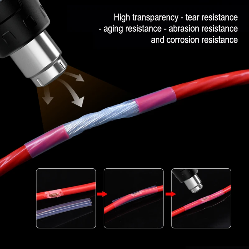 1M 1.7:1 / 1.3:1 /4:1 Dia.0.5mm ~ 40mm Transparent Heat Shrink Tube PTFE/FEP Shrinkage Ratio High Temperature Cable Shrink Film