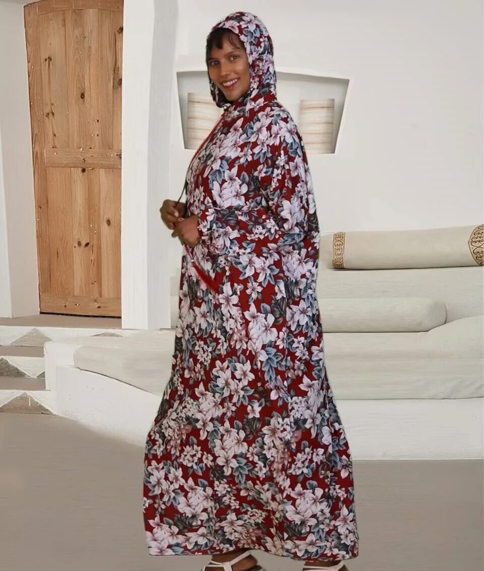 

Африканское Рамадан, арабское мусульманское женское скромное платье, элегантное Дубай, Абая, исламская церковная одежда с принтом, свободный однотонный халат из Турции 2