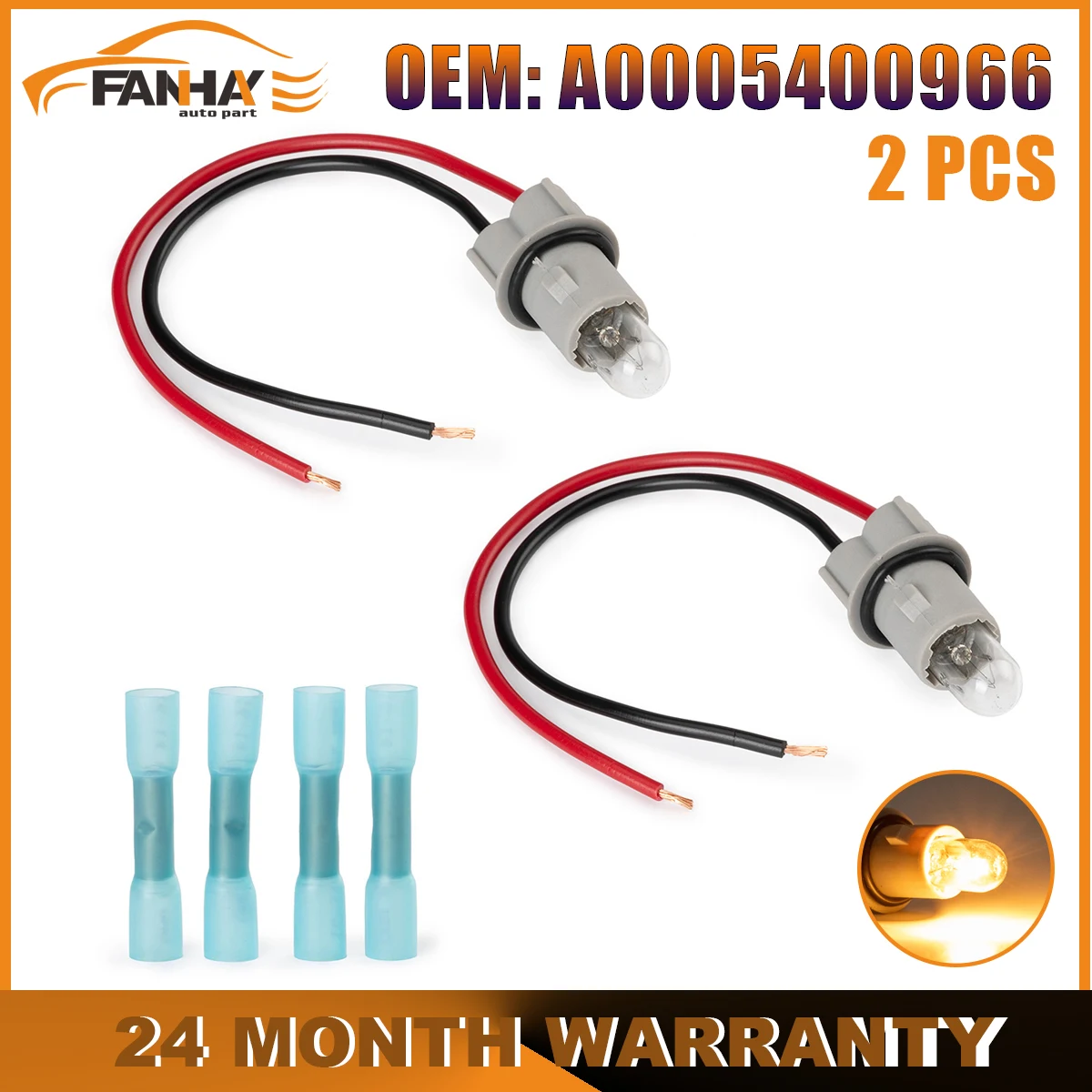 

2X For Mercedes-Benz Side Marker Lamp Light Bulb Socket Wire Harness A0005400966 0005400966 Harness+Bulb New