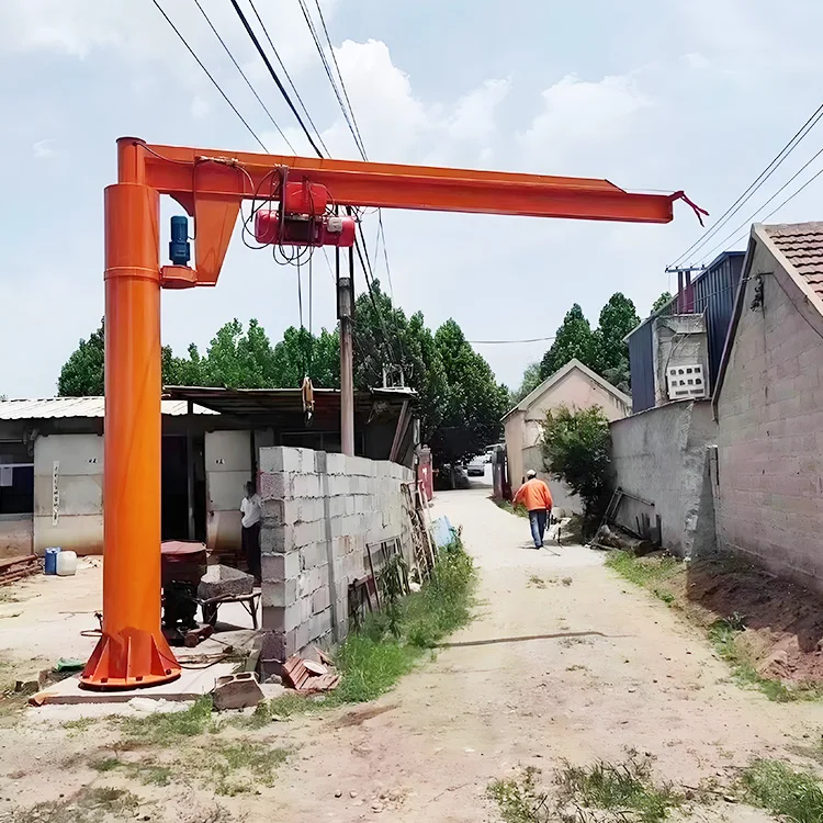 Remote Control 360° Rotation Floor Mounted Jib Crane With Electric Hoist 0.5Ton 1Ton 2Ton 3Ton 5Ton Industrial Lifting Machinery