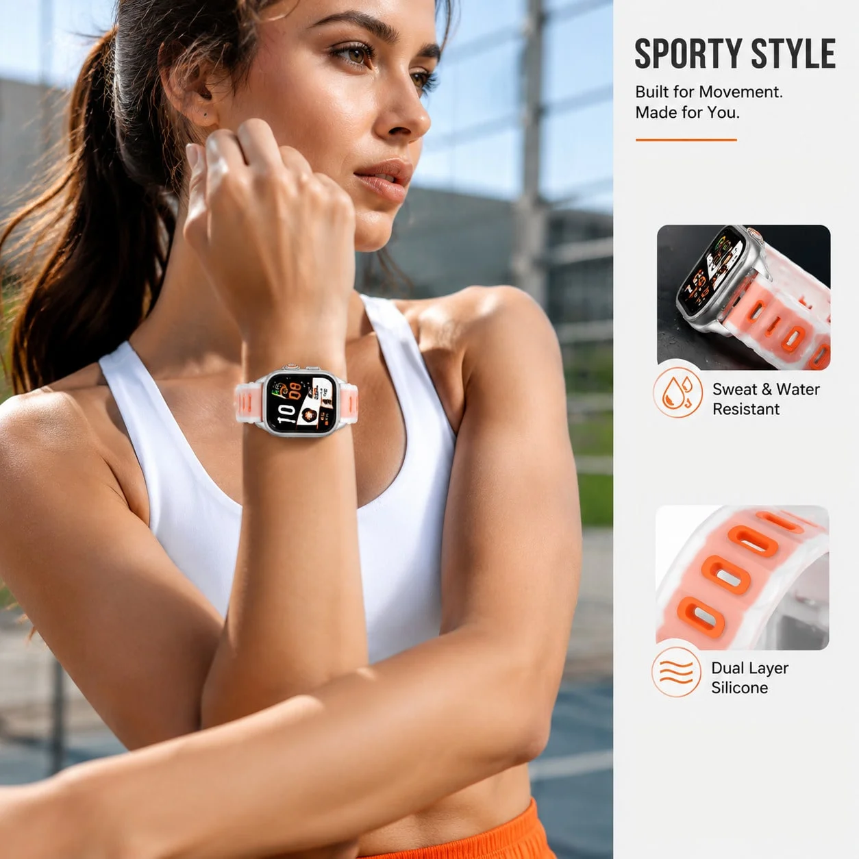 Silicone Band for Apple Watch Strap 45mm 44mm 40mm 41mm 42-38mm 44 mm Sport Bracelet iWatch Series 8 7 6 5 4 3 SE 9 Ultra 2 49mm