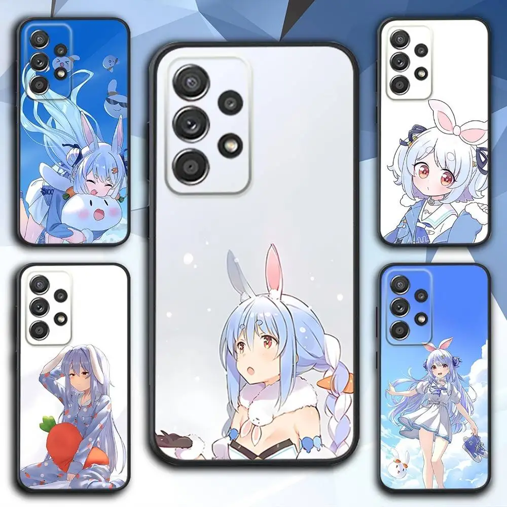 

U-Usada Cute P-Pekora Phone Case For Samsung S 25,24,23,22,30,21,10,9,Ultra,Plus,Lite,FE,4,5 G Soft Black Case