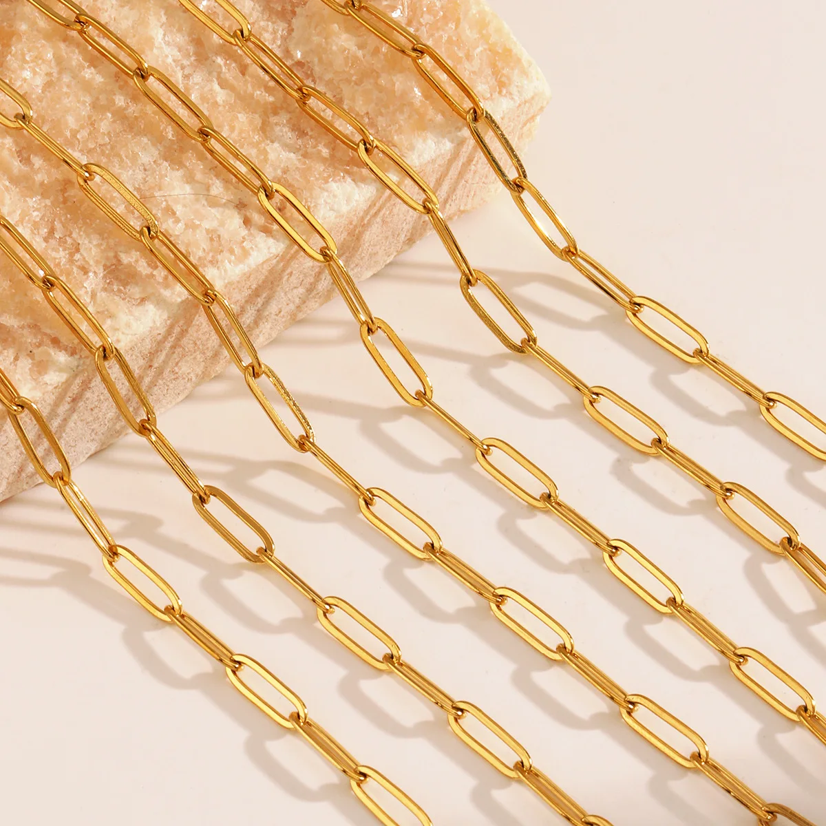 Minimalist Gold Color Chain Necklace for Women Waterproof Stainless Steel Chunky Paperclip Bracelet Hip Rock Jewelry Gift