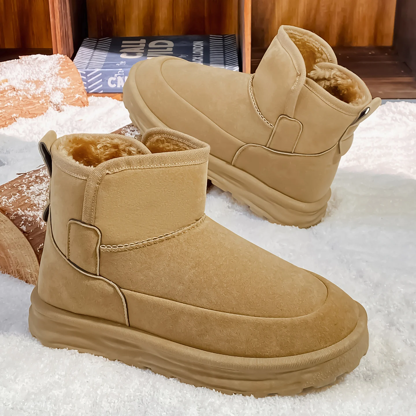 

Winter Padded and Warm Thick-soled Snow Boots, Men's Cold-proof and Anti-slip Outdoor Cotton Boots