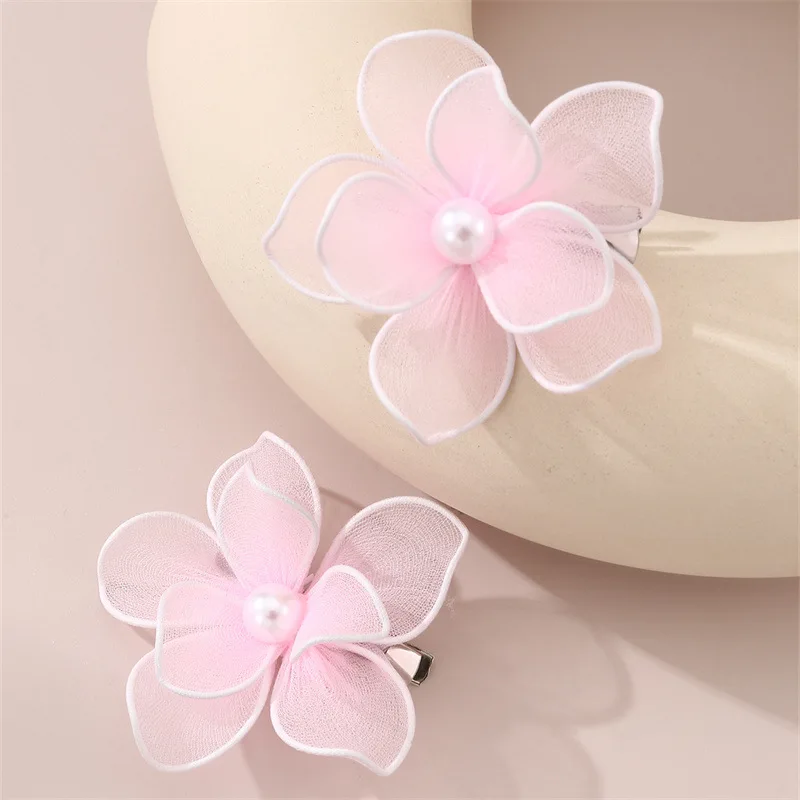 Elegant White Silk Flower Hairpin Side Clips Fairy Floral Headpieces for Bride Wedding Hair Jewelry Women Party Hair Accessories