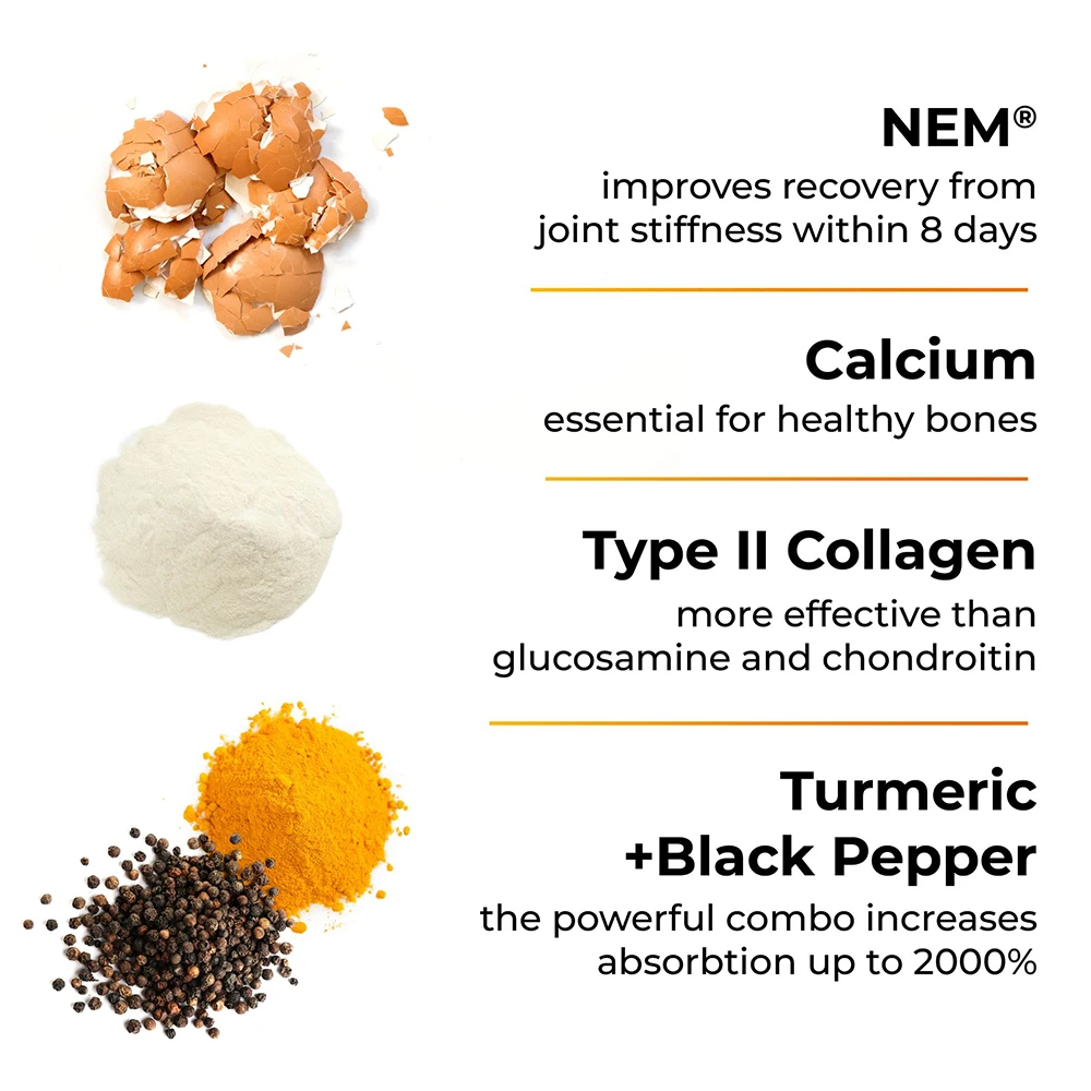 Joint Support NEM Eggshell Membrane with Boswellia Extract, Calcium and Turmeric - Maintain Flexibility, Mobility and Strength