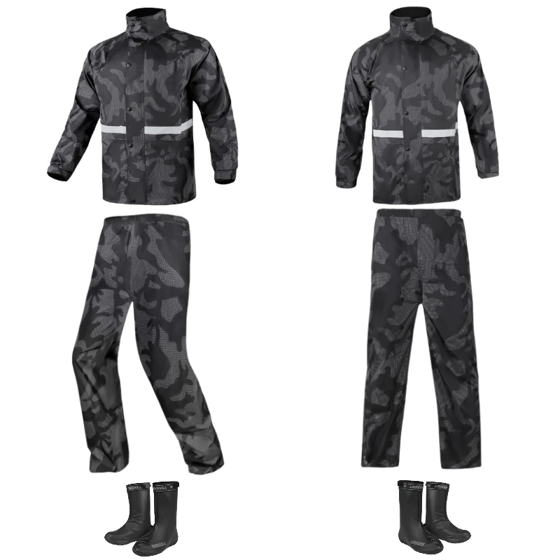 

Black Camo Duty Split Suit Adult Cycling Outdoor Work Camouflage Raincoat All In One Long Style